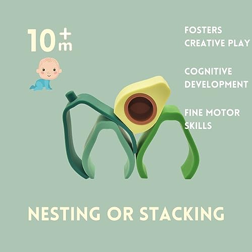 Silicone Nesting Avocado Stacking Toy